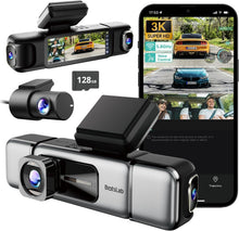 Botslab 3K 4 Channel Dash Cam,560°All-Sides View,Front and Rear Inside Car Camera with 3.18”Touch Screen,Dash Camera 24/7 Parking Mode,Built-in GPS 5.8G WiFi Night Vision Voice Control,Free 128GB Card