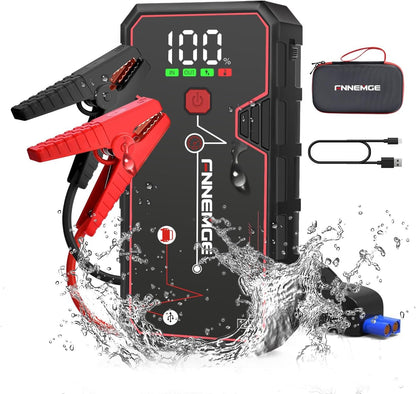 FNNEMGE Car Jump Starter, 5000A Peak 23800mAh 12V Jump Starter Battery Pack(Up to All Gas, 8.0L Diesel Engine),with USB Charge Output Port,LED Light,HD Large Screen