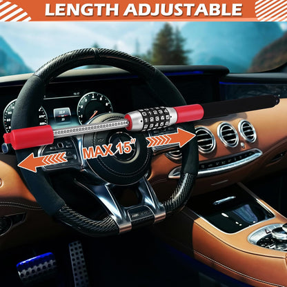 Combination Steering Wheel Lock Password Code Heavy Duty Car Security Black