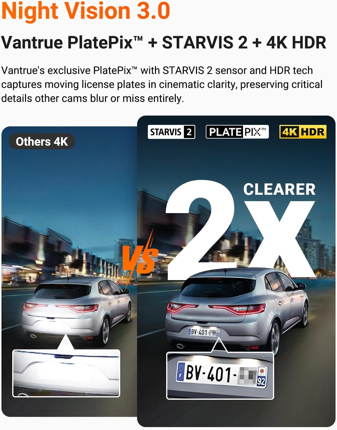 Vantrue N4 Pro S 4K 3 Channel Dash Cam w/Triple STARVIS 2, 4K+1080P+2.5K Front Inside Rear Dash Camera, HDR IR Night Vision, Voice Control, 24/7 Parking Mode, GPS, Wi-Fi, Support 1TB