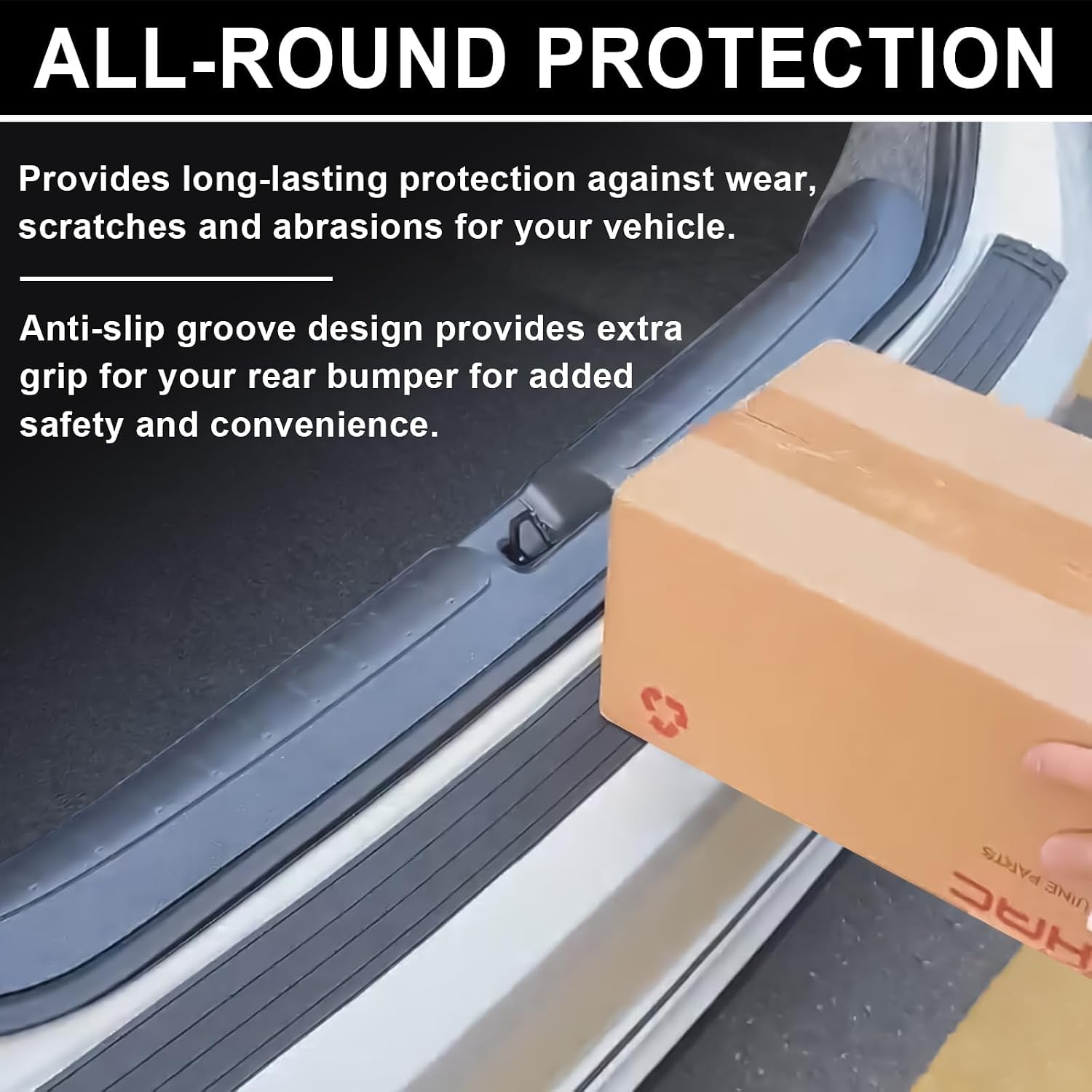 PINKE Car Rear Bumper Protector, Anti-Scratch Rubber Rear Bumper Guard, Universal Bumper Cover Strip for SUV & Trucks, Trunk Exterior Accessories, Easy No-Drill Installation, 41 x 3.4"