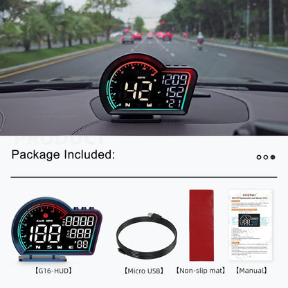 HUD Digital Speedometer for Car- Universal Heads Up Display with Oversize Screen, Large LCD MPH Speed & Fatigue Alert, Over-Speed Alarm Compass