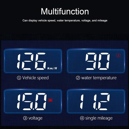 Car Speedometer, OBD2 HUD Windscreen Projector Multifunctional Display Alarm Fatigue Driving Reminder