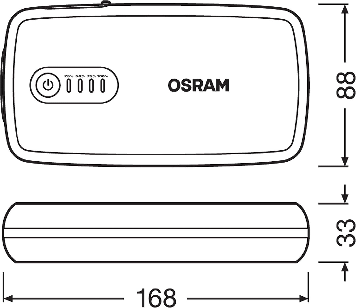مشغل بطارية السيارة ليثيوم من أوسرام مع باور بانك 13000mAh، معزز بطارية السيارة، باور باتري ستارت 300 1500A، مدمج، لسيارات 12 فولت حتى 6 لتر بنزين، شاحن للهاتف/الجهاز اللوحي مع مصباح LED