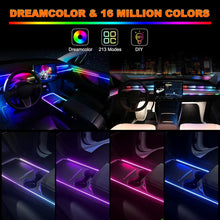 اضواء شريط داخلي LED للسيارة من جوشوب، اضواء LED اكريليك للسيارة مع تقنية Dreamcolor الديناميكية، مجموعة اضاءة محيطة مع تحكم لاسلكي في التطبيق وجهاز تحكم عن بعد بالترددات الراديوية (6 في 1)