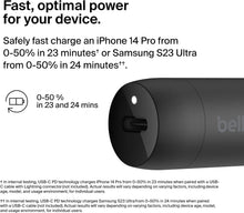 شاحن سيارة سريع Belkin BoostCharge 30W، تصميم صغير الحجم مع منفذ توصيل طاقة USB-C، شاحن سيارة USB متوافق عالميًا مع iPhone 16 و15 وSamsung Galaxy S23 وNote وPixel والمزيد - أسود