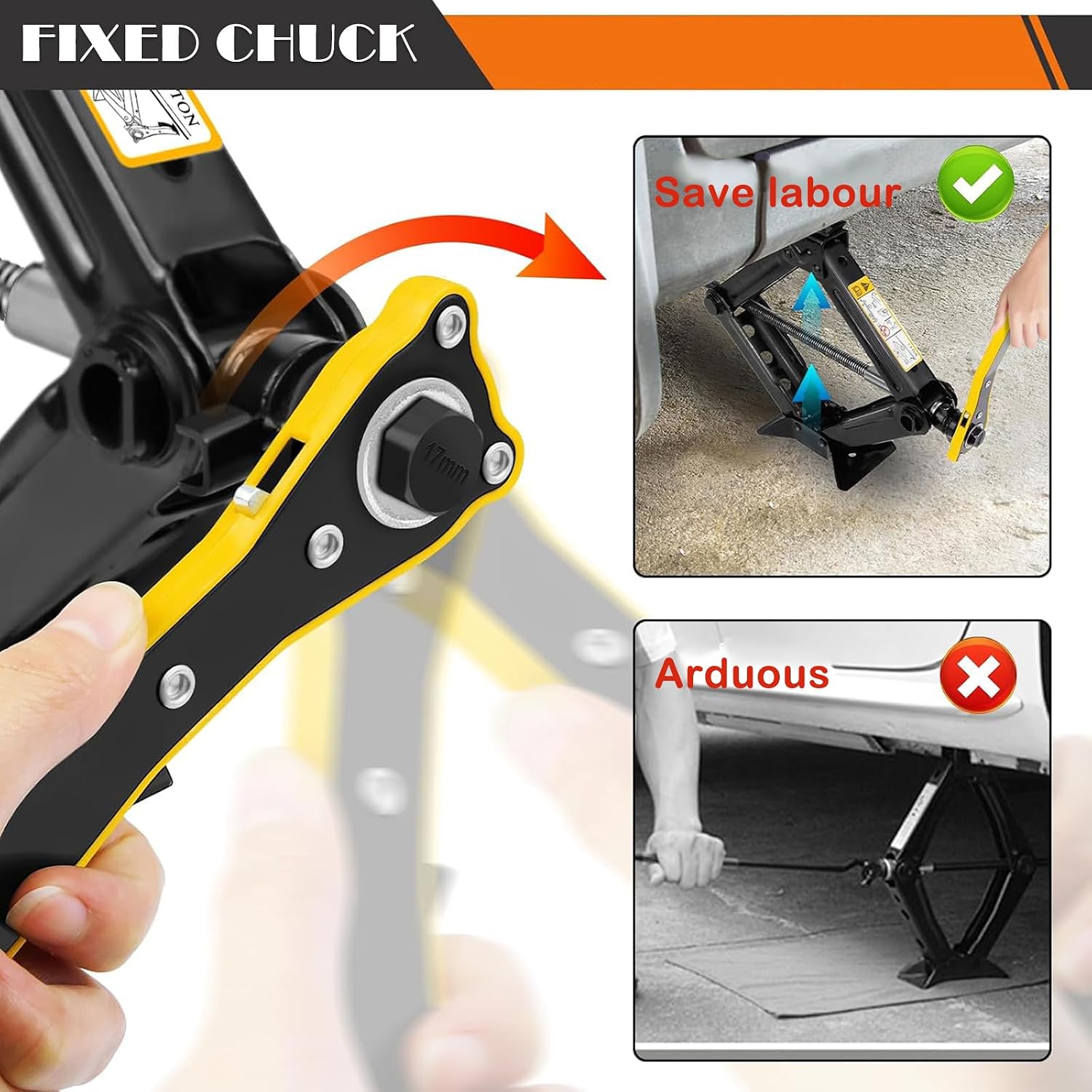 2 Ton (4409 lbs) Heavy-Duty Scissor Lift Jack for Car - Foldable Vehicle Tire Changing Kit with Stabilized Base & Ratcheting Lever, Universal Auto Lifting Tool for Trucks/SUV/Pickup