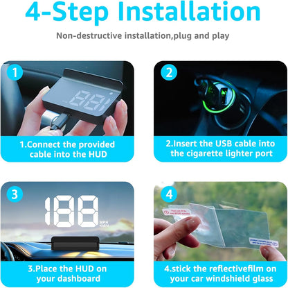 شاشة عرض امامية للسيارة من كويويهود، توصيل وتشغيل USB، سطوع تلقائي، شاشة عرض كبيرة