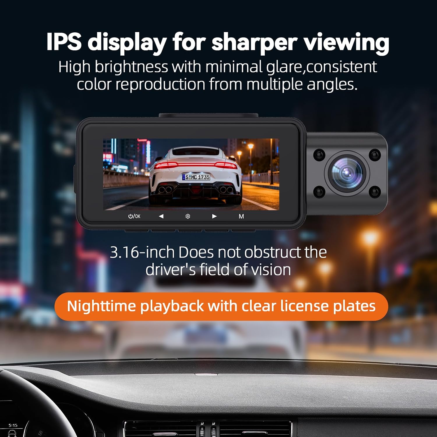 JIMIMAX 4K 3 Channel Dash Cam, 4K+1080P+1080P Front Inside and Rear Cameras, 5.8GHz WiFi 45MB/s Download, Dash Camera for Cars with 3.16" IPS Screen for Parking Monitor, G Sensor -128GB Card Included