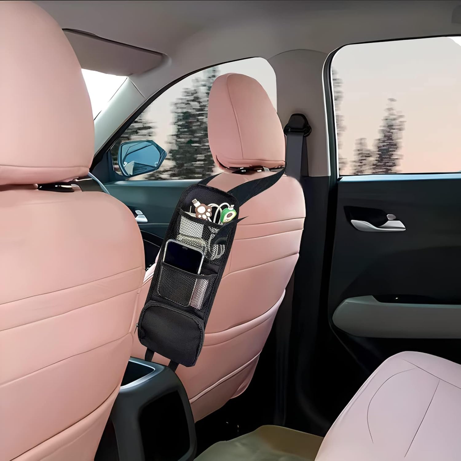 2PCS Car Seat Storage Hanging Bag, Multi-Pocket Seat Side Organizer, Multifunctional Mesh Net Pocket, Can Hold Mobile Phone, Wallet, Glasses, Suitable for Cars, SUVs, Trucks