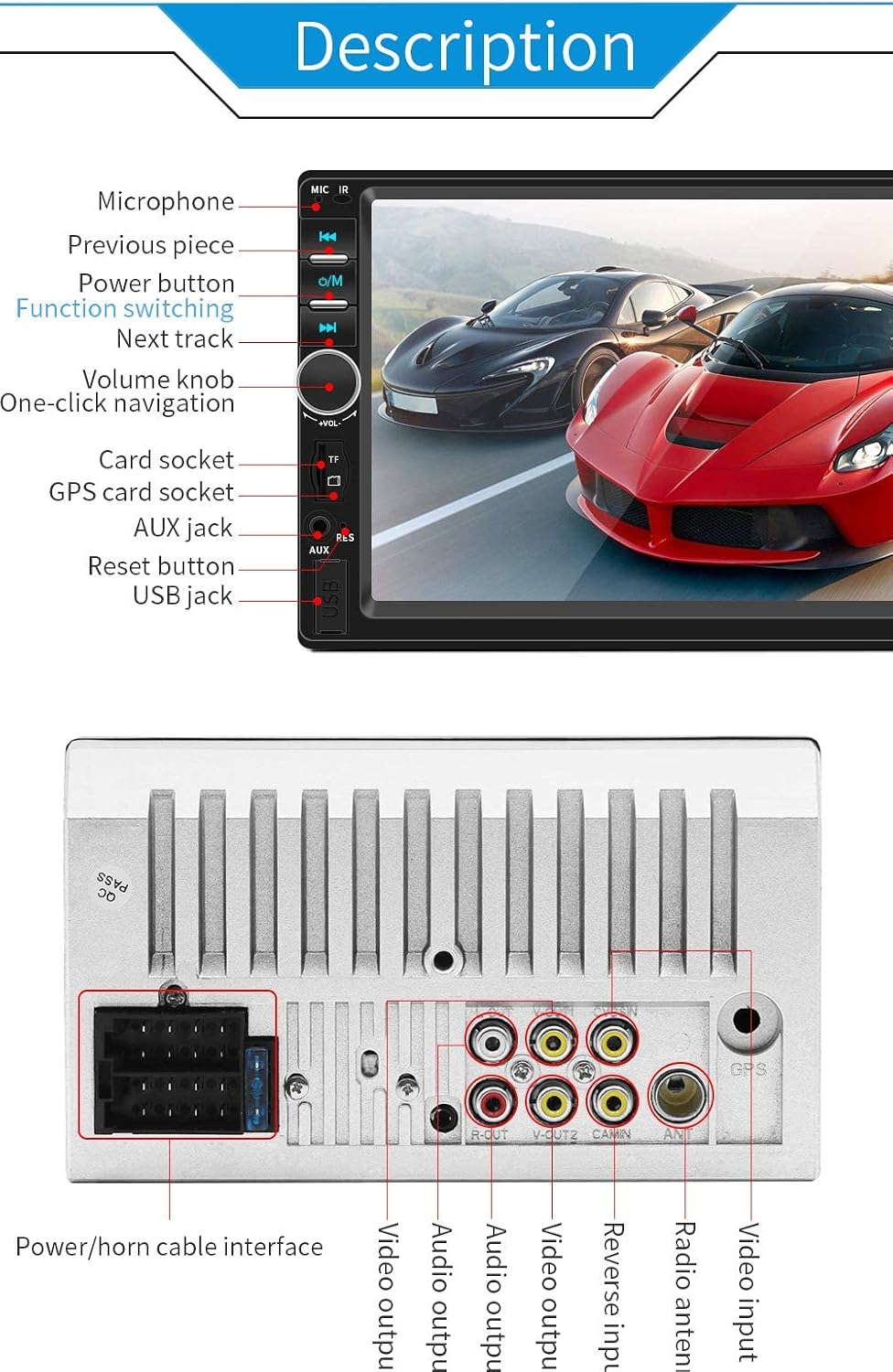 Bluetooth V2.0 7 Inch 2 DIN Car Video Stereo Player Hands-free Call Touch Screen Car MP5 Player TF SD MMC USB FM Radio without DVD