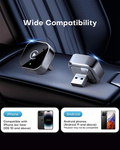 محول كاربلاي لاسلكي صغير، تصميم USB صغير، مناسب للسيارات، التوصيل والتشغيل، سهل الاستخدام، اتصال سريع ومستقر، متوافق مع ايفون/اندرويد
