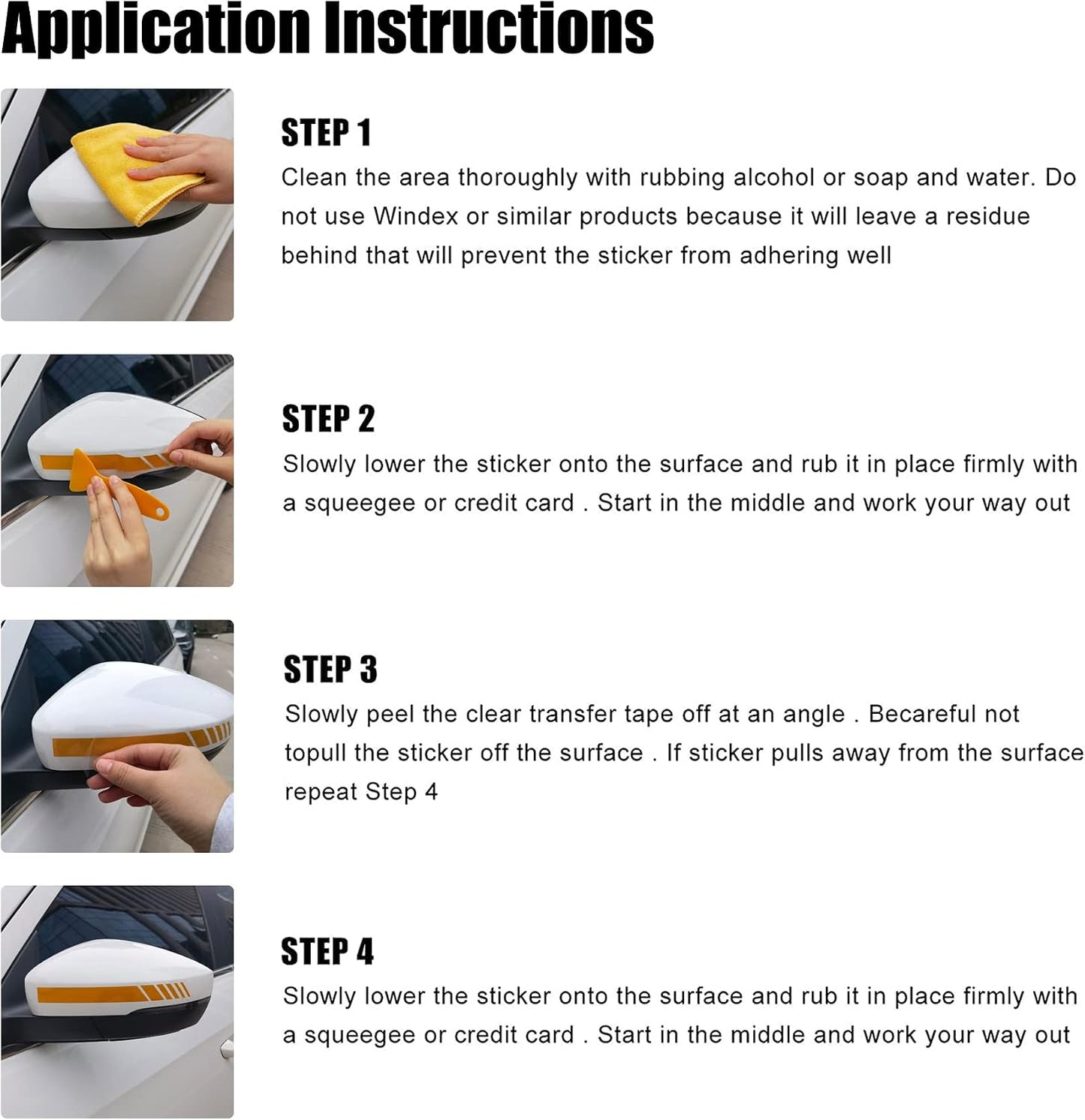 SINGARO Car Exterior Accessories Rear View Mirror Stickers Decor Car Body Sticker Vinyl 4pcs (Black)