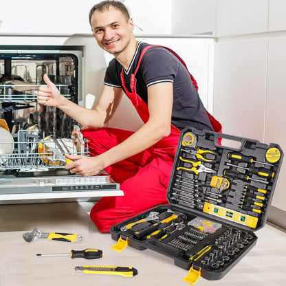158PCS Hand Tool Set Mechanics Kit Wrench Socket Household Repair Tools w/Case Tool box Tool set Tool kit Multi tool Tool organizer Tool box organizer Hand tools Tool storage Home improve