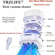 TRZLIFE Desk Vacuum Cleaner, Mini Table Vacuum Improved Details AA Batteries Cordless Vac Sucks up Tiny Items Crumbs for Desktop Drawer Countertop Perfect Valentine's Day gift