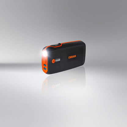 مشغل بطارية السيارة ليثيوم من أوسرام مع باور بانك 13000mAh، معزز بطارية السيارة، باور باتري ستارت 300 1500A، مدمج، لسيارات 12 فولت حتى 6 لتر بنزين، شاحن للهاتف/الجهاز اللوحي مع مصباح LED