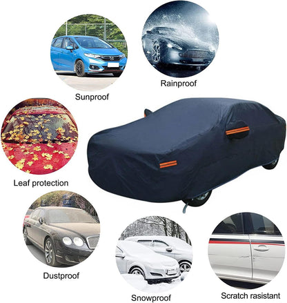 SUV Full Car Cover WaterproofDustproof, UV Protection, Windproof,Sunproof, Scratch-Resistant, BreathableT190 Oxford Fabric with Reflective Stripfor Outdoor & indoor Use -Fits Most SUVs (SUVs, 210.6")