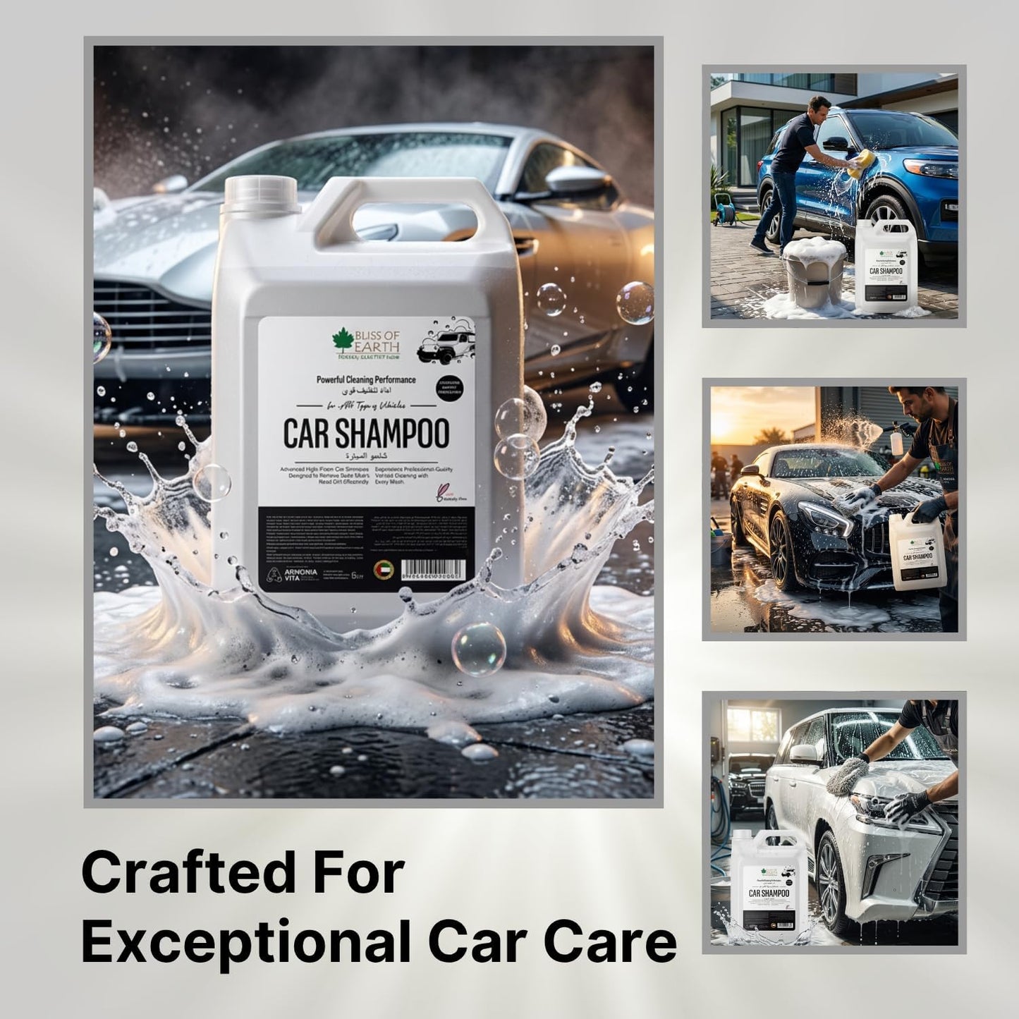 Bliss of Earth Car Shampoo 5L, Advanced High-Foam Car Wash for All Vehicles, Removes Dust, Mud & Road Dirt, Glossy Paint Protection, Made in UAE Vehicle Cleaner