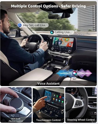 محول لاسلكي ومحول اندرويد اوتو من كاربلاي، ترقية 2026 2 في 1 للتوصيل والتشغيل، دونجل USB/USB-C، يحول سلكي الى لاسلكي للسيارات، اتصال سريع ومستقر، يناسب ايفون واندرويد، ازرق كحلي