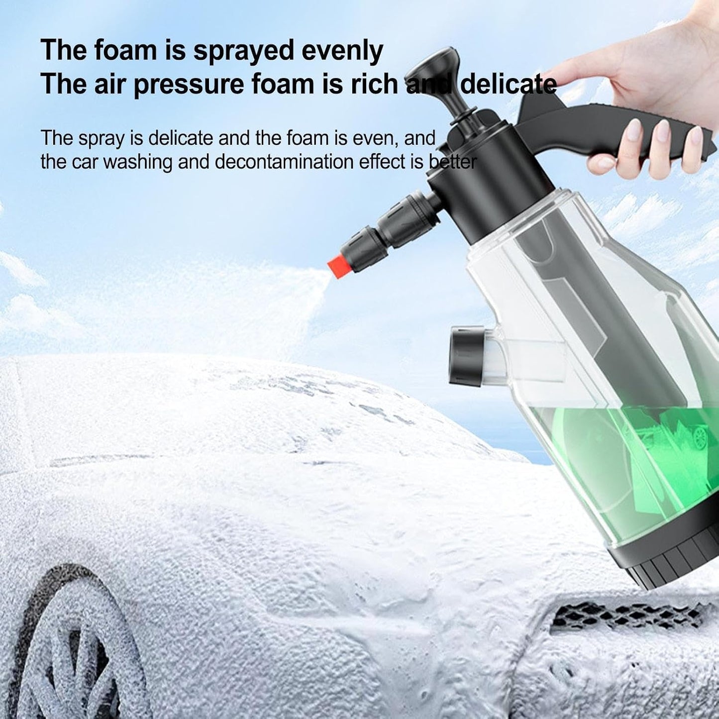 Car Wash Foam Sprayer, Hand Pressure Anti-Slip Foam Sprayer | Liquid Foam Pump Sprayer | Sprayer Full Function Pressure Atomizer and Pump Sprayer for Home, Garden and Car Detailing and Washing (2L)