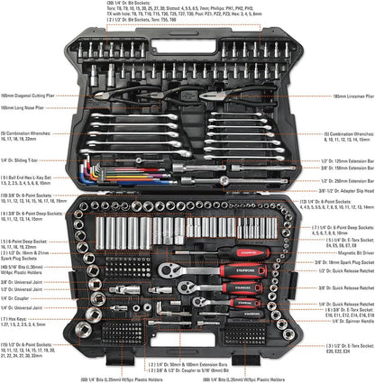STARWORK True Mechanic™ 314-Piece Mechanics Tool Set and Socket Set, Professional Metric Set