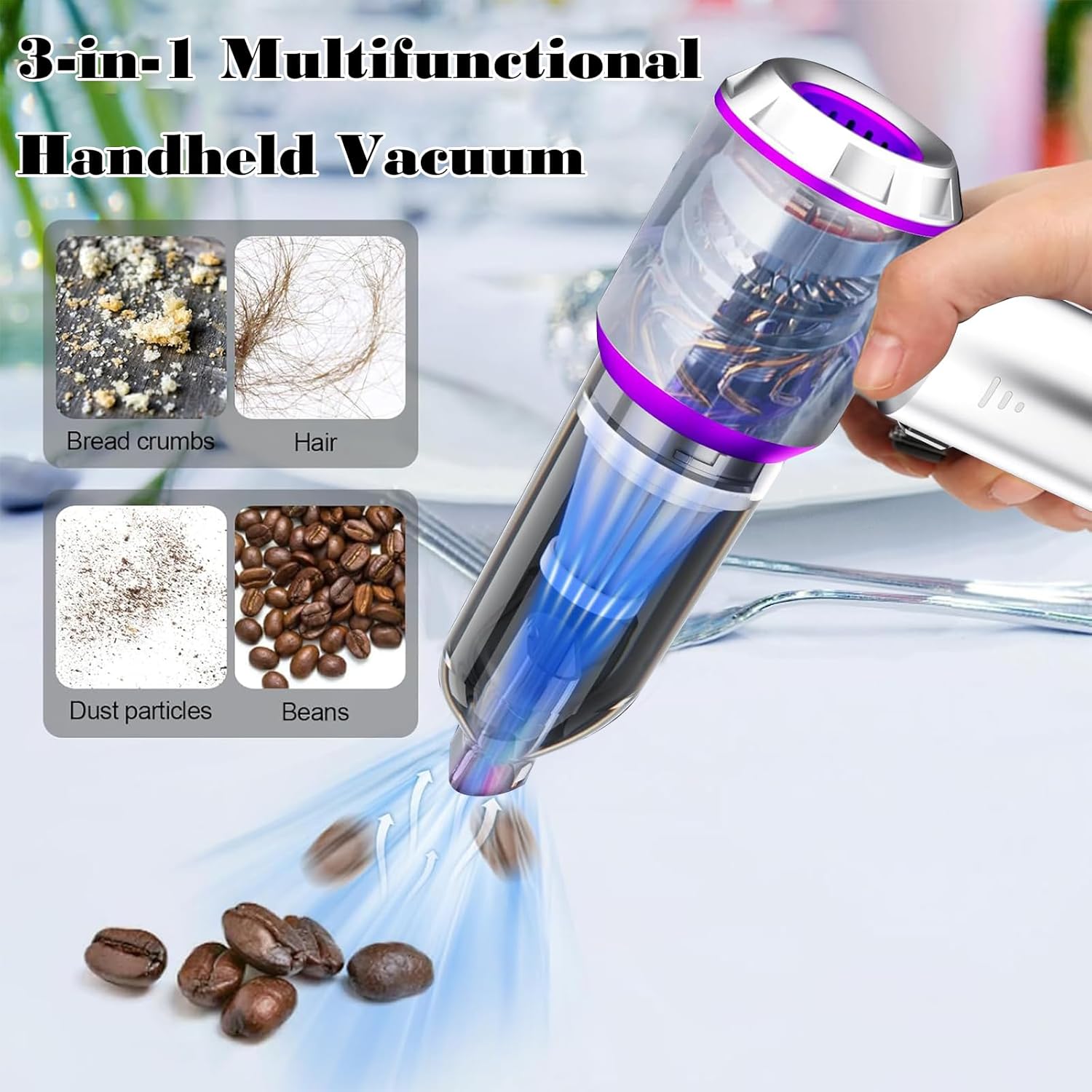 Handheld Car Vacuum Cleaner Cordless，19000PA High Power Car Vacuum Cleaner and Air Duster, 3-in-1 Portable Mini Car Vacuum Cleaner, 120W High Power Hand Held Vacuum for Car, Home, Office, Pet