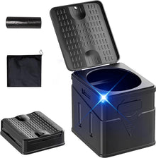Portable Foldable Car Toilet, Collapsible Camping Porta Potty with Waste Bags& Lid, Outdoor Emergency Commode&Trash Can&Stool for Adults & Kids, Easy Setup for Hiking Fishing Travel Traffic Jams Trips