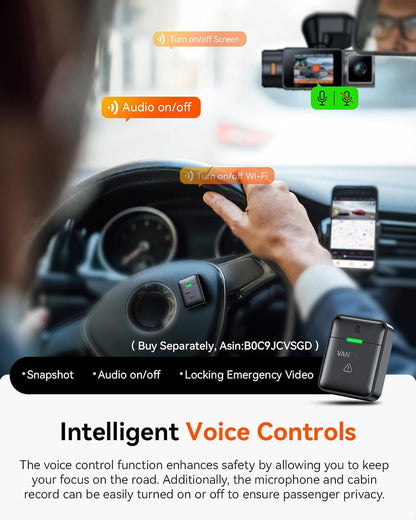 VANTRUE N2X Dash Cam 2.7K Front and Inside, STARVIS 2 IMX675, Dual Dash Cam For Cars, Car camera with 5G WiFi, HDR, Night Vision, GPS, 24H Buffered Parking Mode, 60fps, Voice Control,Support 512GB Max