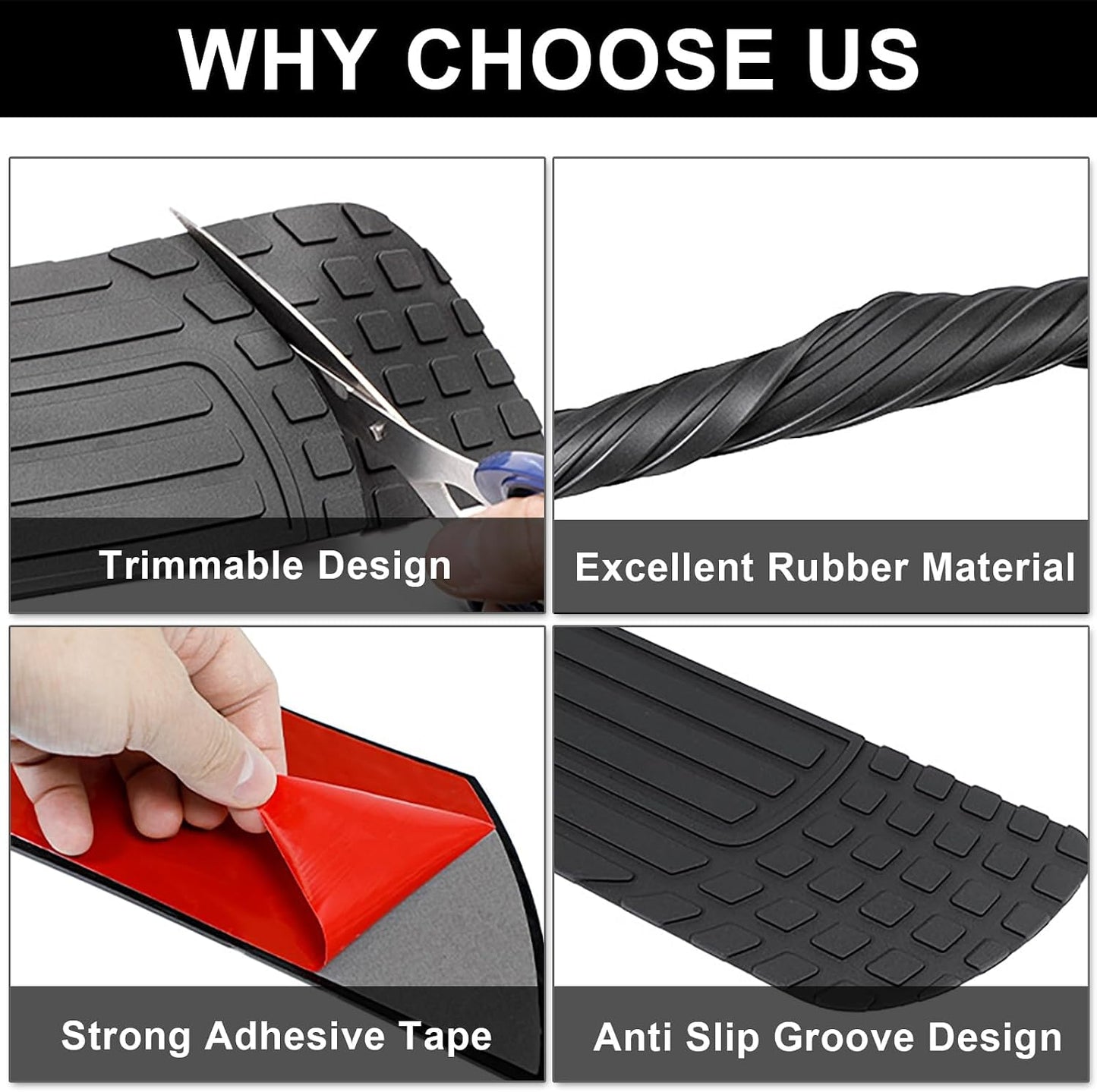 PINKE Car Rear Bumper Protector, Anti-Scratch Rubber Rear Bumper Guard, Universal Bumper Cover Strip for SUV & Trucks, Trunk Exterior Accessories, Easy No-Drill Installation, 41 x 3.4"