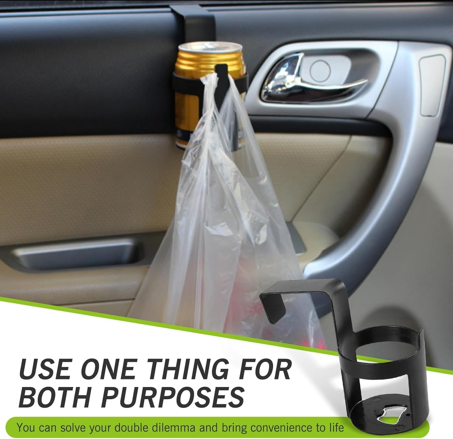 2 Pcs Universal Car Window Hanging Drink Cup Holder & Bottle Organizer for Vehicles, SUVs & Trucks, Durable Plastic Interior Accessory, Storage Holder for Travel, Keep Drinks Secure & Car Tidy (Black)