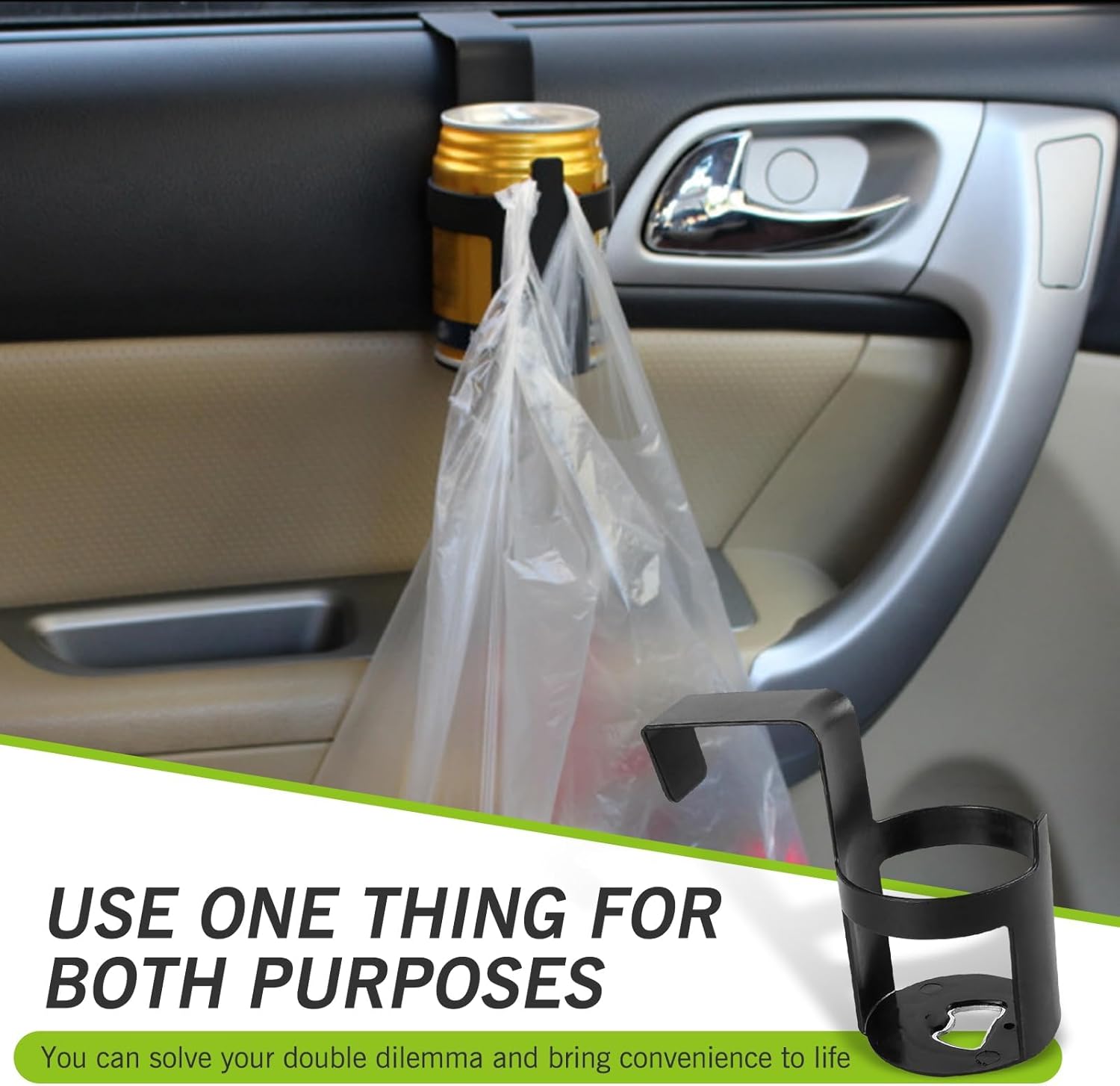 2 Pcs Universal Car Window Hanging Drink Cup Holder & Bottle Organizer for Vehicles, SUVs & Trucks, Durable Plastic Interior Accessory, Storage Holder for Travel, Keep Drinks Secure & Car Tidy (Black)