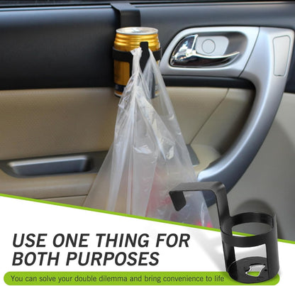 2 Pcs Universal Car Window Hanging Drink Cup Holder & Bottle Organizer for Vehicles, SUVs & Trucks, Durable Plastic Interior Accessory, Storage Holder for Travel, Keep Drinks Secure & Car Tidy (Black)