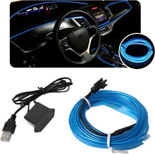 Interior Car LED Strip Lights, USB Auto Neon Light Strip with Sewing Edge, 5m Neon Light 5V with Fuse Protection, Car Ambient Lighting Kits (Blue)