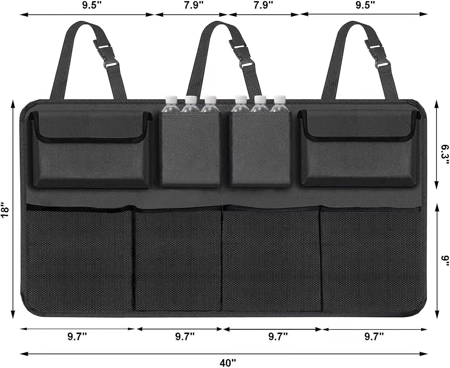 Car Trunk Organizer with 8 Large Storage Pockets | Versatile Backseat Hanging Organizer for SUV, Truck & Van | Extra Capacity for Space Saving and Efficient Storage Solutions
