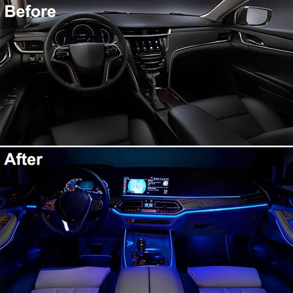 شريط إضاءة LED للسيارة من وازيكيز، أضواء داخلية للسيارة بالألوان المتعددة RGB 5 في 1 مع ألياف بصرية بطول 6 متر يناسب جميع السيارات، ديكور لوحة العدادات، تحكم عبر تطبيق البلوتوث