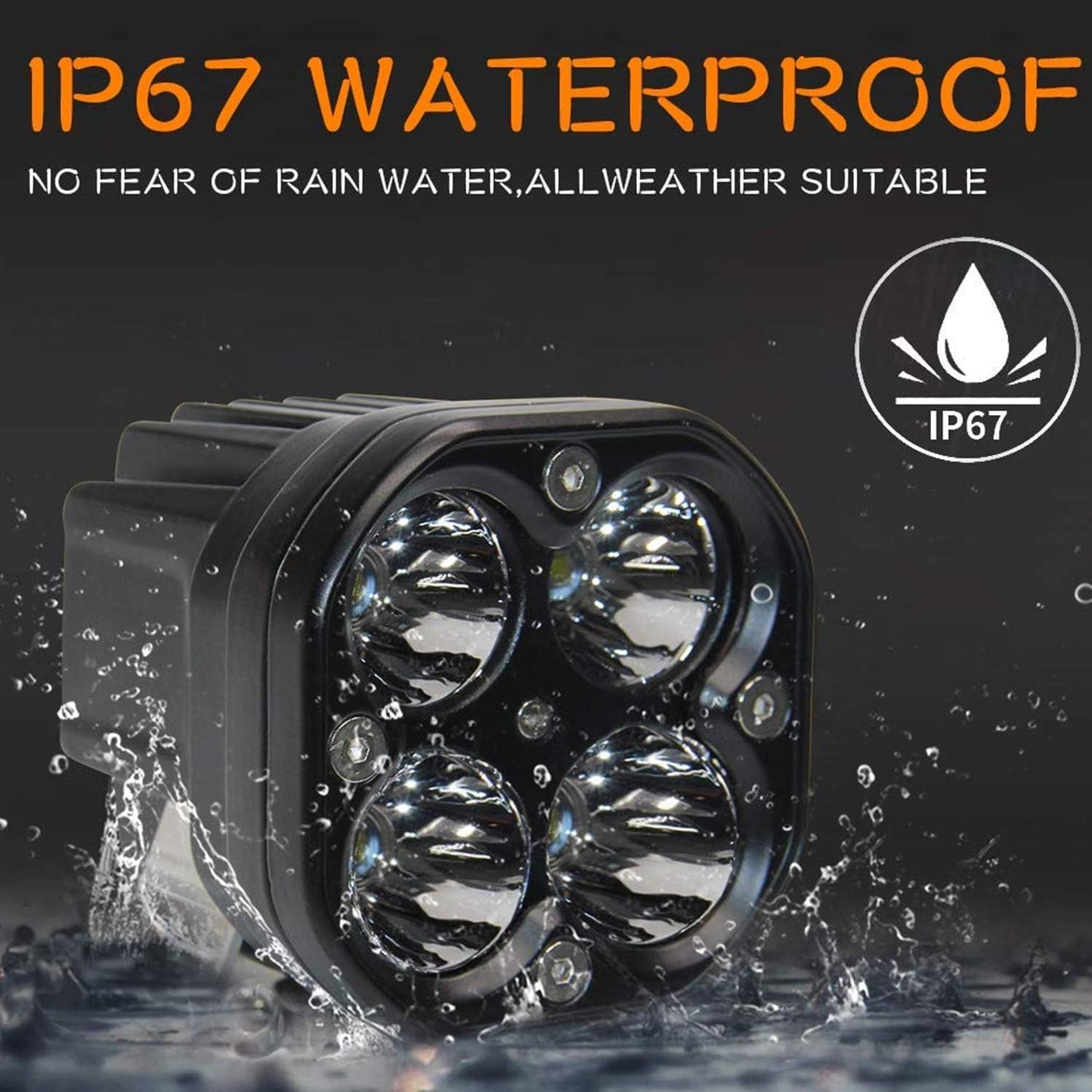أليكسترييم EX40WF2 مجموعة مصابيح ضباب LED بأربعة مصابيح فائقة السطوع لقيادة السيارات والدراجات النارية والسيارات الرياضية متعددة الاستخدامات (40 واط، ضوء أبيض، قطعتان)
