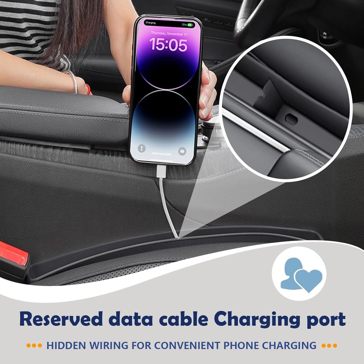 PINKE 2PCS Car Seat Gap Filler Organizer, Multifunctional Car Gap Fillers with USB and Phone Holder, Universal Car Seat Storage Automotive Console Organizer Between Seats for Phone, Keys, Eyeglasses