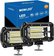 LED Work Light Bars, 2x 5 Inch 36W 10800Lumens Two Rows Upgrade Off Road Lights Light Bar, IP67 Offroad Driving Lamp Bar for Car Camp Truck UTE 4x4 12V 24V