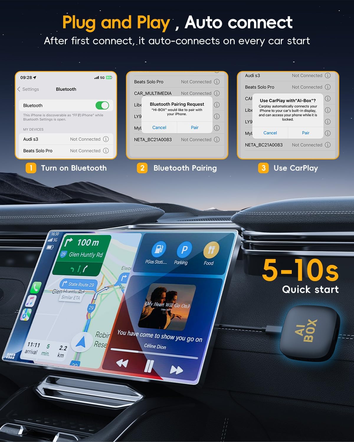 Opluz Wireless CarPlay and Android Auto Adapter 2 in1 Support Netflix/YouTube AI Box Lite for Factory Wired CarPlay Cars with U Disk/TF Card Magic Link CarPlay Ai Box Convert Wireless CarPlay Dongle