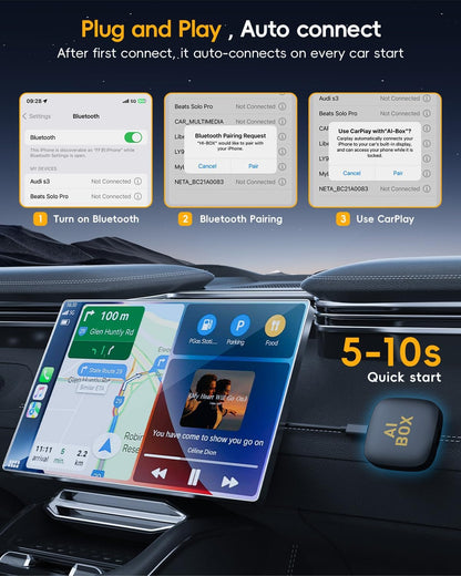 Opluz Wireless CarPlay and Android Auto Adapter 2 in1 Support Netflix/YouTube AI Box Lite for Factory Wired CarPlay Cars with U Disk/TF Card Magic Link CarPlay Ai Box Convert Wireless CarPlay Dongle