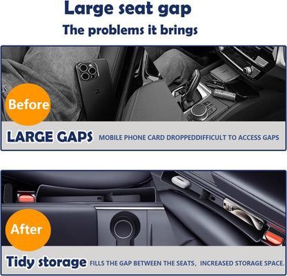 PINKE 2PCS Car Seat Gap Filler Organizer, Multifunctional Car Gap Fillers with USB and Phone Holder, Universal Car Seat Storage Automotive Console Organizer Between Seats for Phone, Keys, Eyeglasses