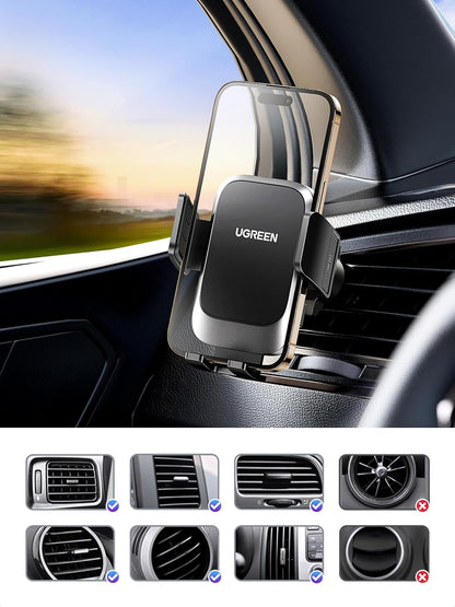 UGREEN Car Phone Holder Car Mount, [360° Rotation for Air Vent], [One-button Release], Strong Metal Hook Mobile Holder, Fit for iPhone 17/16/15/14, Samsung S25/24/23, 4.7-7.2" Smartphone Accessories