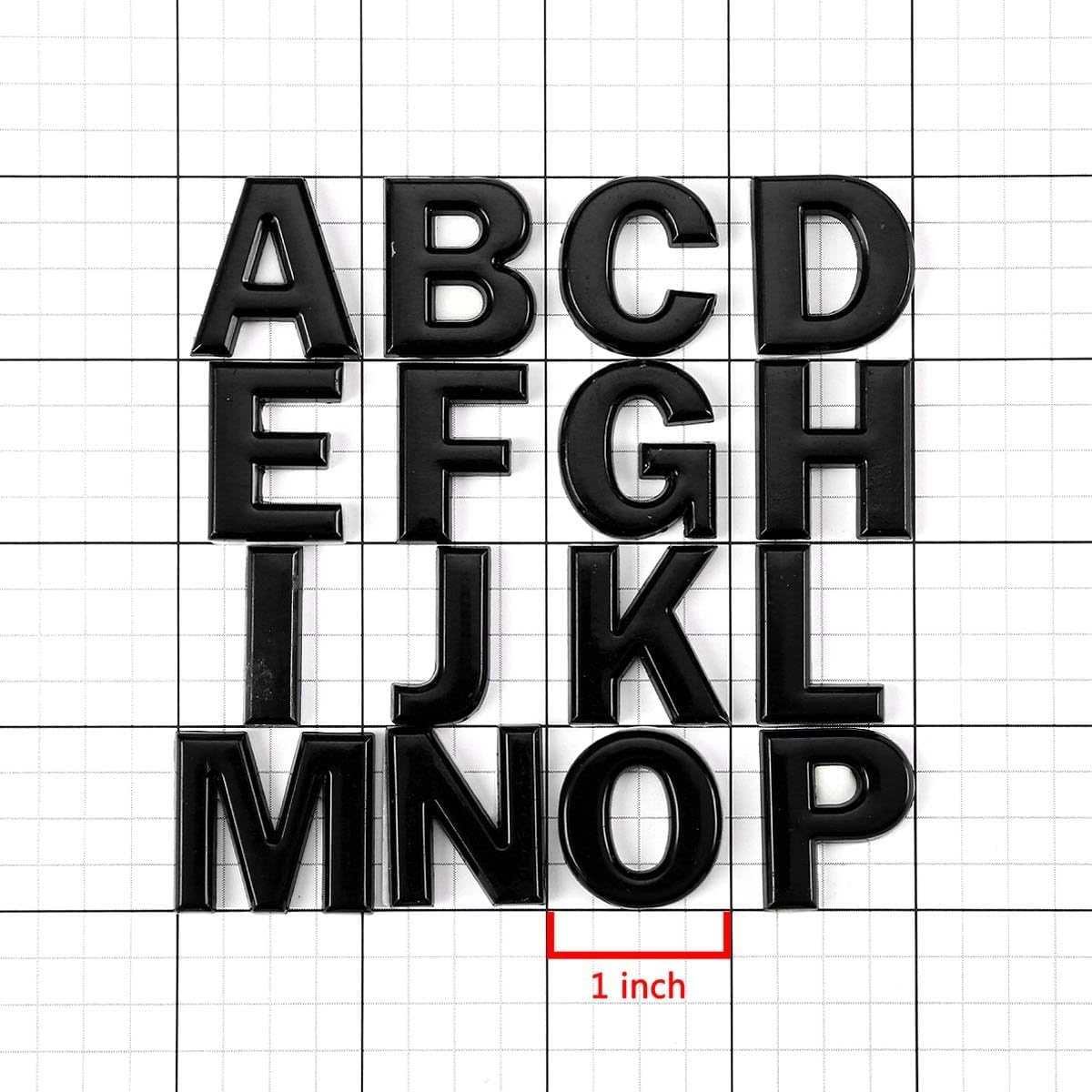 1set DIY Alphabet Letter Badge Chrome Plated Car Sticker Number Badge Car Logo 3D Metal Auto Parts Motorcycle Sticker(1x1 inh) (Black)