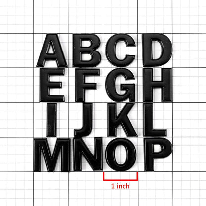 1set DIY Alphabet Letter Badge Chrome Plated Car Sticker Number Badge Car Logo 3D Metal Auto Parts Motorcycle Sticker(1x1 inh) (Black)