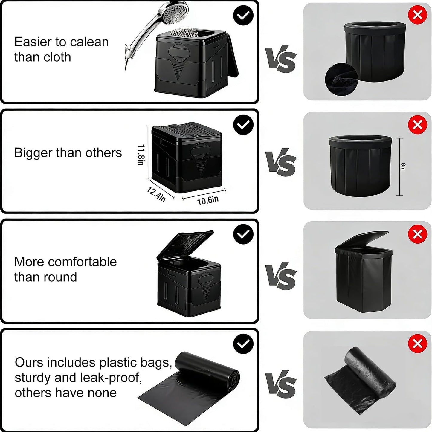 Portable Foldable Car Toilet, Collapsible Camping Porta Potty with Waste Bags& Lid, Outdoor Emergency Commode&Trash Can&Stool for Adults & Kids, Easy Setup for Hiking Fishing Travel Traffic Jams Trips