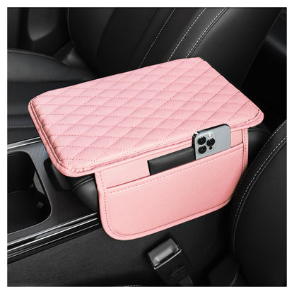 Upgraded Car Center Console Cover,Microfiber Leather Car Armrest Cover Cushion with 2 Storage Bags,Car Armrest Storage Box Car Interior Accessories for Most Vehicles (Black)