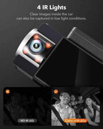 WOLFBOX i17 4K 3 Channel Dash Cam, 5.8GHz WiFi & GPS with 64GB Card, 4K+1080P+1080P Dash Cam Front and Rear Inside, Triple Car Camera with 3 Inch Screen, IR Night Vision, WDR, 24H Parking Mode