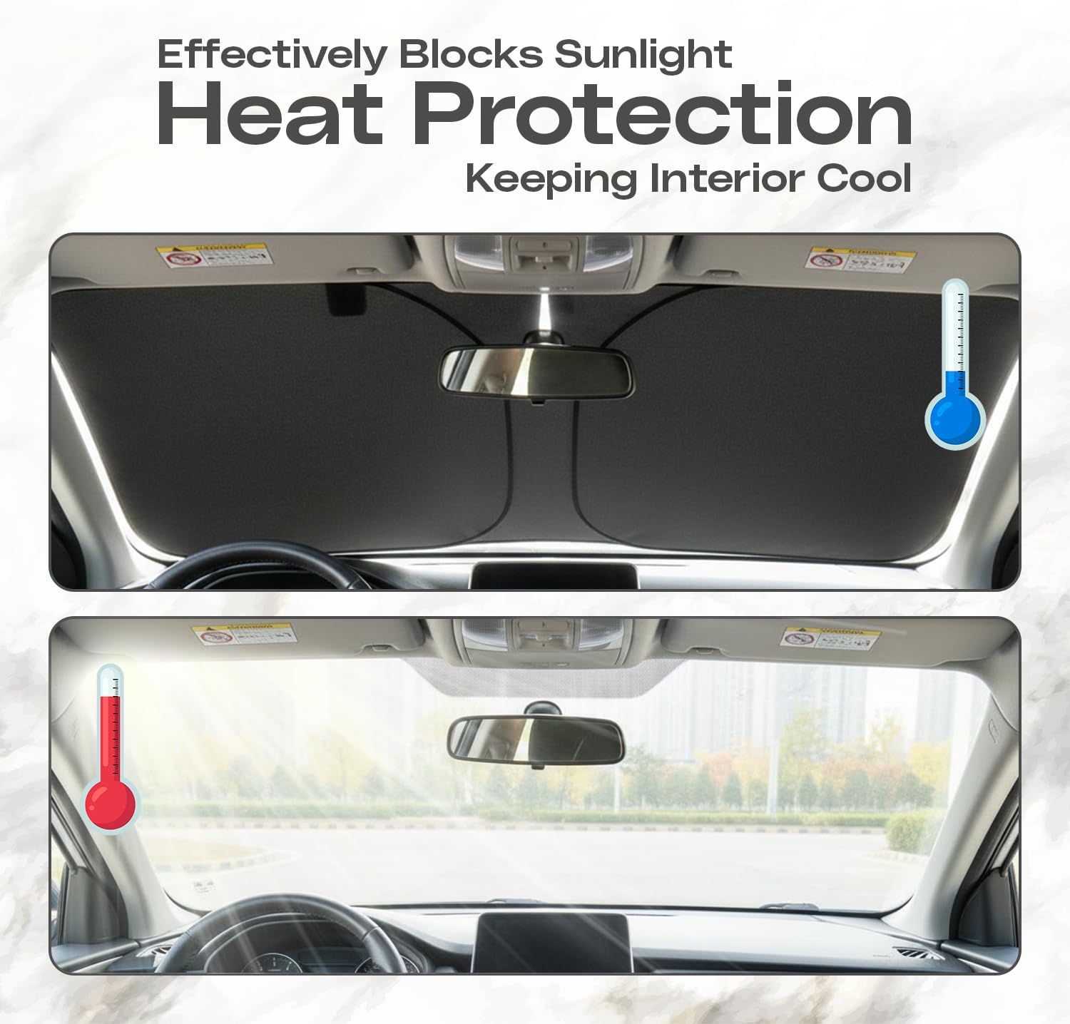 VOXI Car Sun shade 2 Set – Instant Umbrella-Style Windshield Sunshade, UV & Heat Protection, Compact Portable Design, Universal Fit, Easy to Install & Store, Lightweight Car Interior Protection