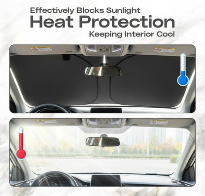 VOXI Car Sun shade 2 Set – Instant Umbrella-Style Windshield Sunshade, UV & Heat Protection, Compact Portable Design, Universal Fit, Easy to Install & Store, Lightweight Car Interior Protection