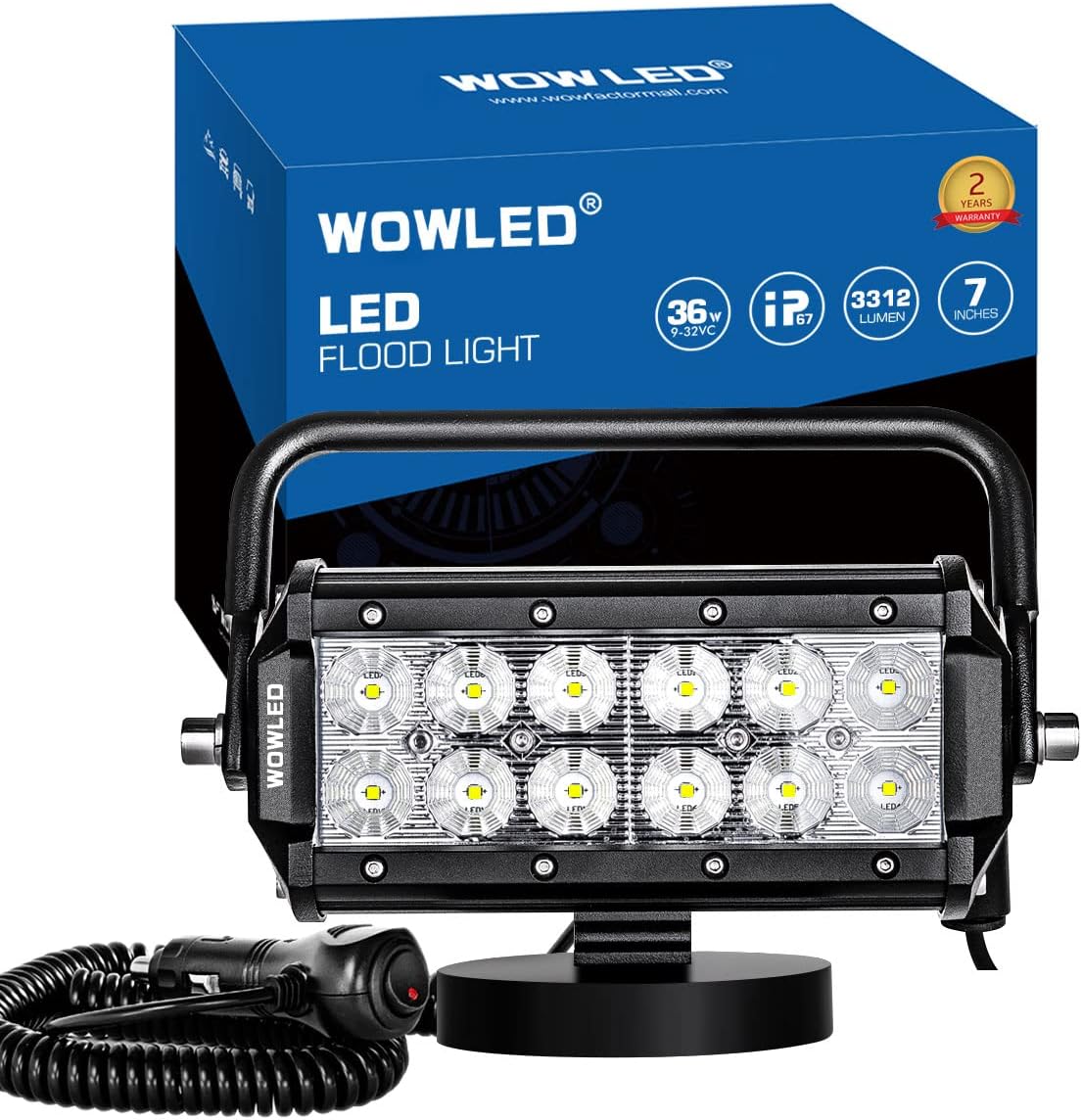 Portable 36W Floodlight Magnetic Base Led Light Bar Offroad Driving Work Lamp Flood Beam For Truck Car Boat 4X4 Camp 12V 24V Fog